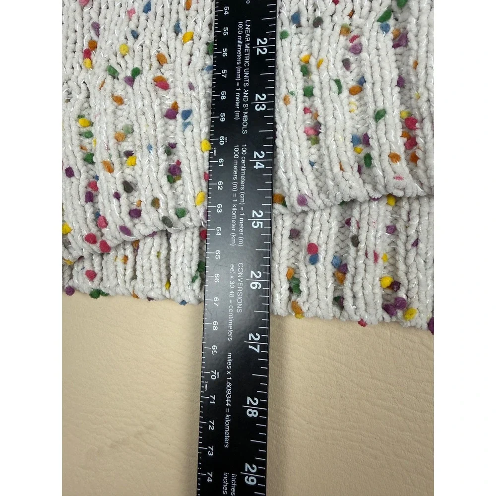 Seven7 XL Confetti Knit Sweater Rainbow Dot Oversized Crewneck Cream